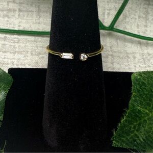 New Dainty Gold-Plated Sterling Silver w/Clear CZ Stones, Adjustable
